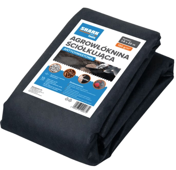 Agrowłóknina ściółkująca SHARK P-150 1,6x20 m czarna